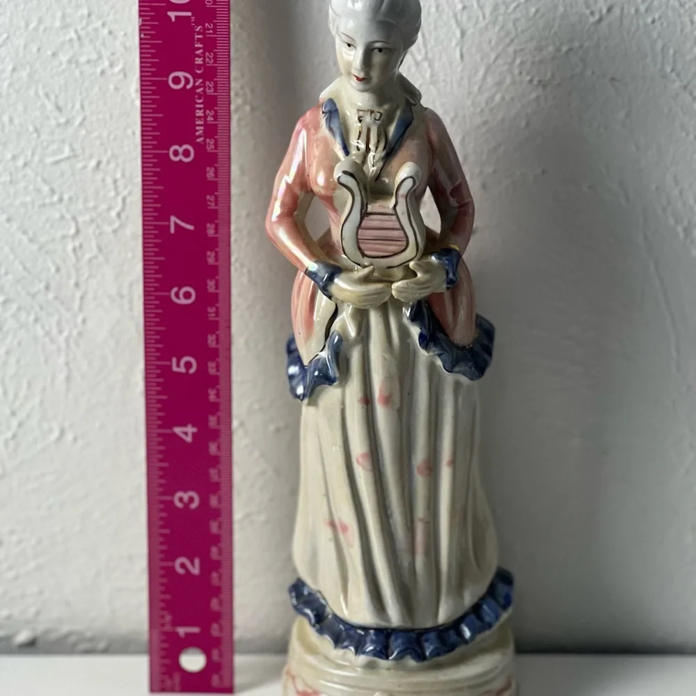 Vintage Victorian Lady Holding a Small Harp